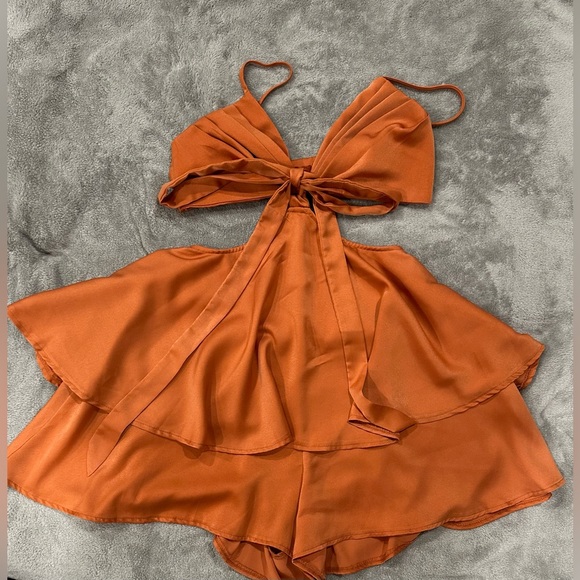 Orange Dish Your Secrets Romper By Hello Molly - Picture 3 of 3